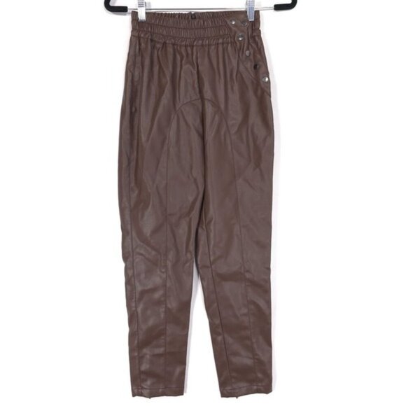 ATOIR Women's Size 2 The Troublemaker Pants Faux Leather Brown AnkleZip AT210269 - Picture 4 of 13